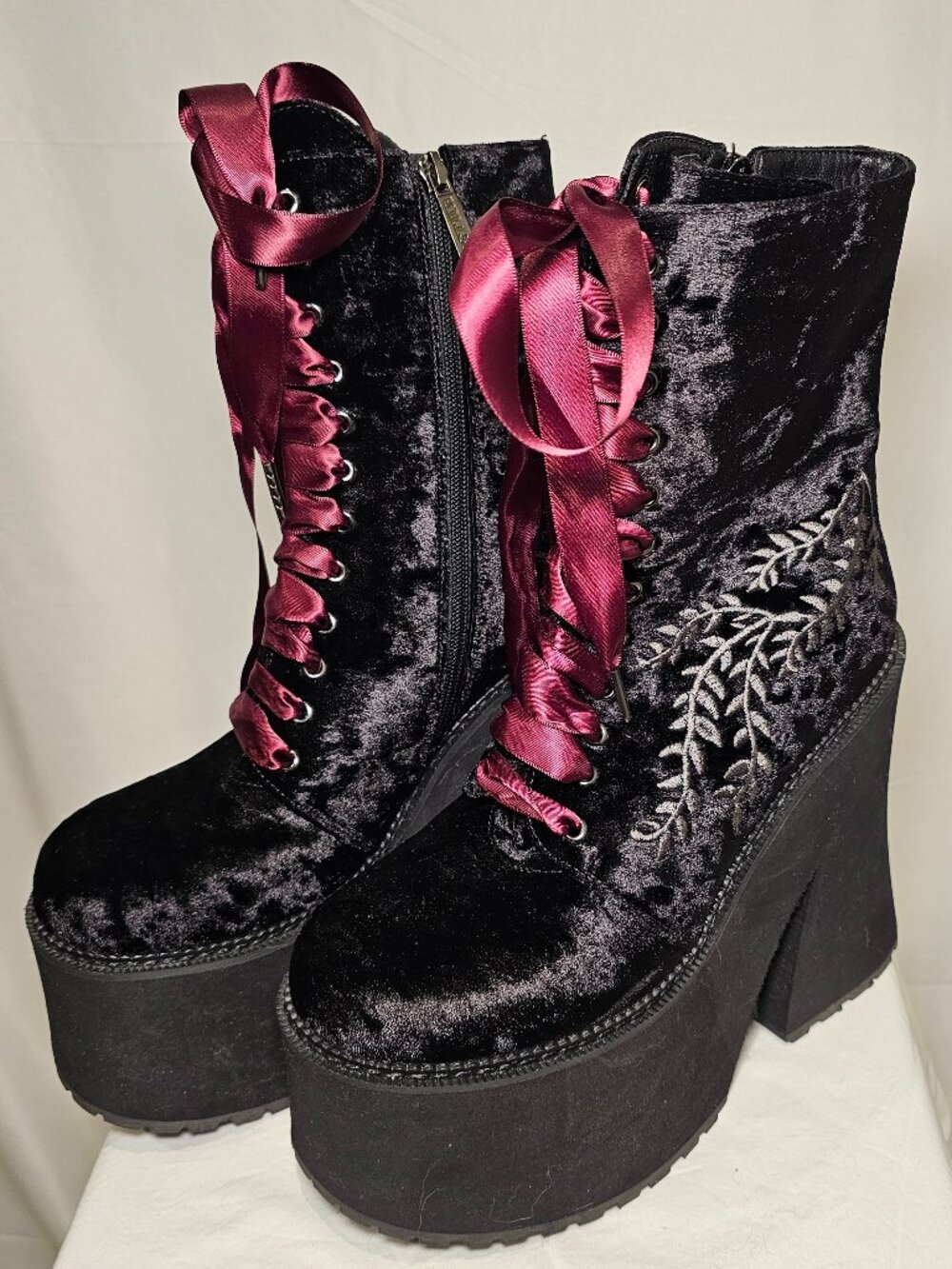 KILLSTAR In A Phase Embroidered Boots Black Women's Size 9 Gothic Witchy